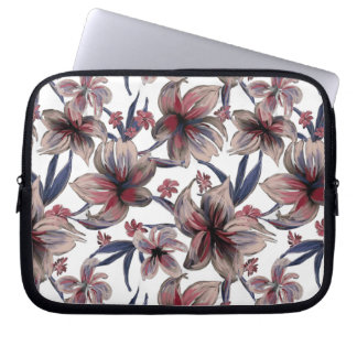 Waterverven Crimson Bloemen op wit Laptop Sleeve
