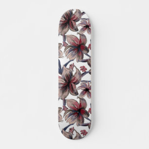 Waterverven Crimson Bloemen op wit Persoonlijk Skateboard