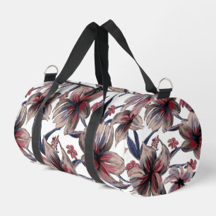 Waterverven Crimson Bloemen op wit Plunjezak