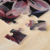 Waterverven Crimson Bloemen op zwart Legpuzzel (Zijkant)