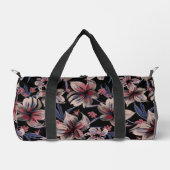 Waterverven Crimson Bloemen op zwart Plunjezak (Voorkant)