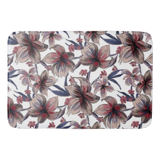 Waterverven Crimson Floral Badmat (Voorkant)