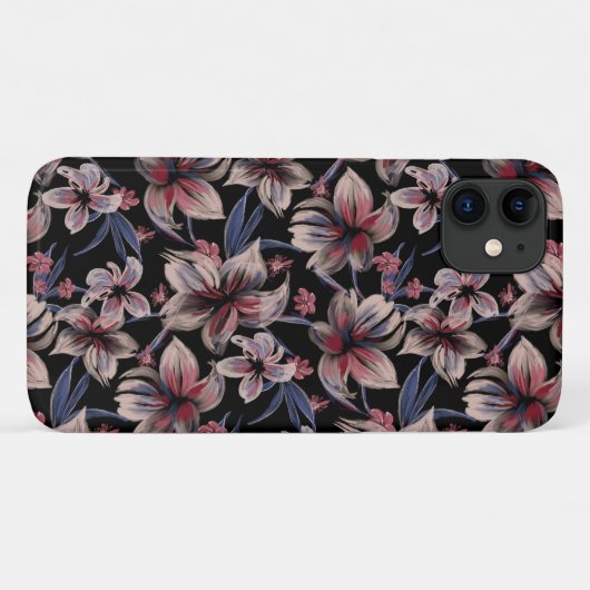 Waterverven Crimson op zwart Case-Mate iPhone Case (Achterkant (horizontaal))