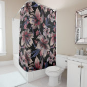 Waterverven Crimson op zwart Douchegordijn (In situ)