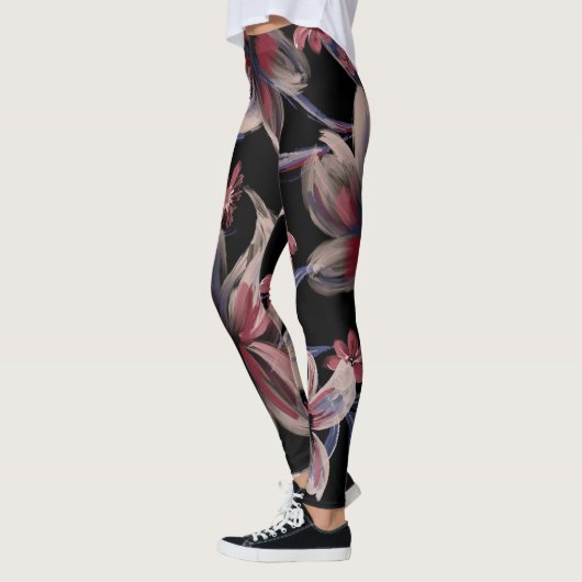 Waterverven Crimson op zwart Leggings (Links)