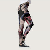 Waterverven Crimson op zwart Leggings (Rechts)