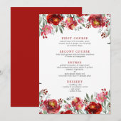 Waterverven Dieprode tuinbloemen Menu (Voorkant / Achterkant)