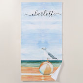 Waterverven  doorloopbalkbal Zee Strandlaken (Voorkant)