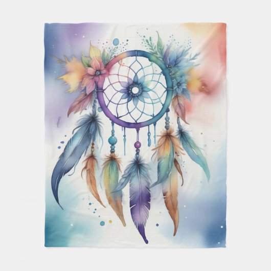 Waterverven Dreamcatcher Fleece Deken (Voorkant)
