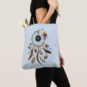 Waterverven Dreamcatcher Flowers & Feathers Tote Bag