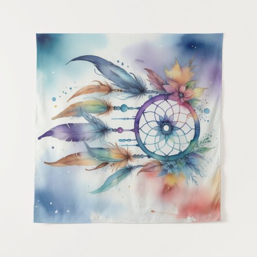 Waterverven Dreamcatcher Wandkleed (Voorkant (horizontaal))