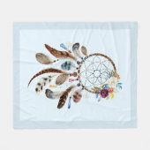 Waterverven droamcatcher bloemen en stamveren fleece deken (Voorkant (Horizontaal))