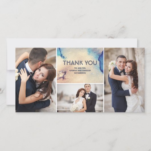  Waterverven Elegante bruiloft Dank u Bedankkaart (Voorkant)