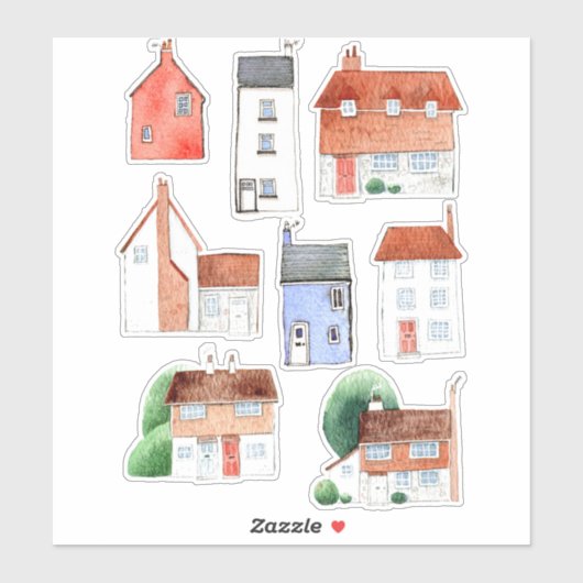 Waterverven en behuizingen sticker (Vel)