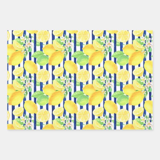  Waterverven en blauwe strepen Inpakpapier Vel (Voorkant)