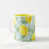 Waterverven en blauwe strepen tweekleurige koffiemok (Voorkant links)