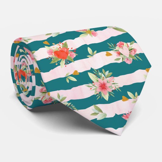 Waterverven en bloemen stropdas (Opgerold)