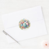 Waterverven en bloemeneieren ronde sticker (Envelop)