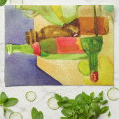 Waterverven flessen theedoek (Gevouwen)