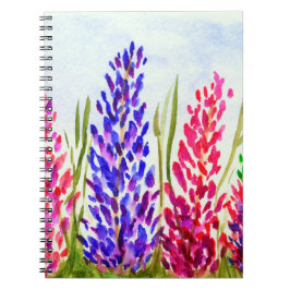 Waterverven Floral Art Paars Lupine Wildbloemen Notitieboek