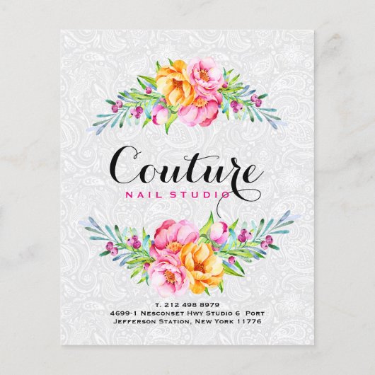 Waterverven Floral Bouquet Lijst Flyer (Achterkant)