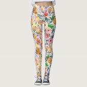 Waterverven gemengde kleuren — Floral Collage Leggings (Voorkant)
