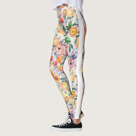 Waterverven gemengde kleuren — Floral Collage Leggings (Links)