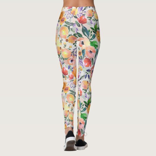 Waterverven gemengde kleuren — Floral Collage Leggings (Achterkant)