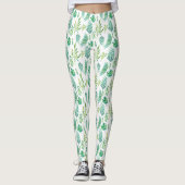 Waterverven Groene afwerking Naadloos patroon Leggings (Voorkant)