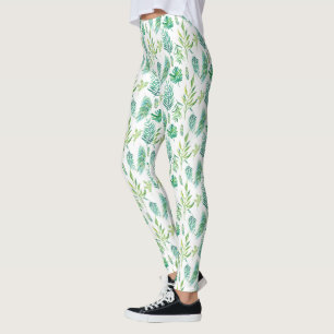 Waterverven Groene afwerking Naadloos patroon Leggings