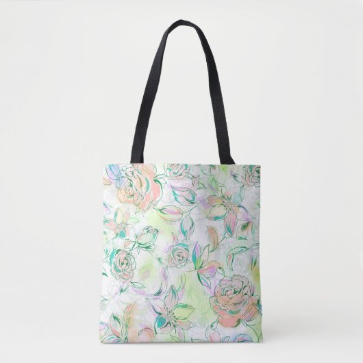 Waterverven Handverf Rozen Tote Bag (Voorkant)