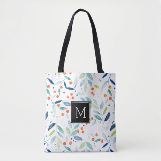 Waterverven Illustratie Botanisch Patroon Tote Bag (Voorkant)