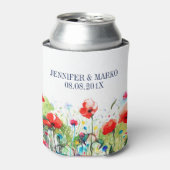 Waterverven Illustratie kleurrijke lentbloemen Blikjeskoeler (Blikje Voorkant)