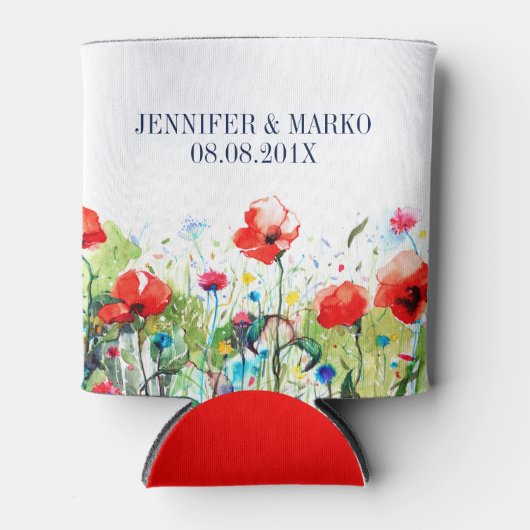 Waterverven Illustratie kleurrijke lentbloemen Blikjeskoeler (Voorkant)