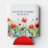 Waterverven Illustratie kleurrijke lentbloemen Blikjeskoeler (Achterkant)