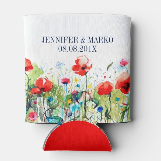 Waterverven Illustratie kleurrijke lentbloemen Blikjeskoeler (Achterkant)