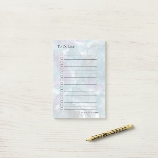 Waterverven in Blauw en Lavender Post-it® Notes (Op bureau)