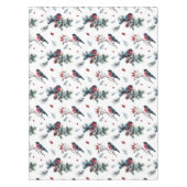 Waterverven Kerst holly en bullfinch patroon Tafelkleed (Voorkant)