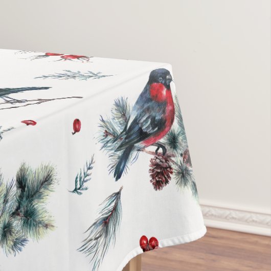 Waterverven Kerst holly en bullfinch patroon Tafelkleed (Voorbeeld)