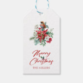Waterverven Kerst vibe bloemen, bladeren, vogels Cadeaulabel (Voorkant)