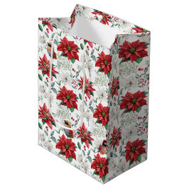 Waterverven Kerst vibe bloemen, bladeren, vogels Medium Cadeauzakje