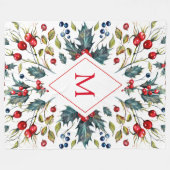 Waterverven kerstmonogram fleece deken (Voorkant (Horizontaal))