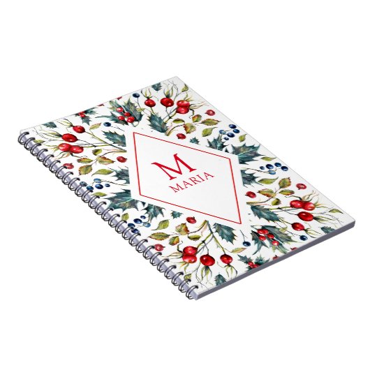 Waterverven kerstmonogram notitieboek (Rechterzijde)