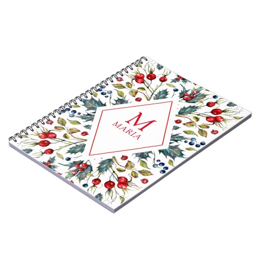 Waterverven kerstmonogram notitieboek (Linkerzijde)