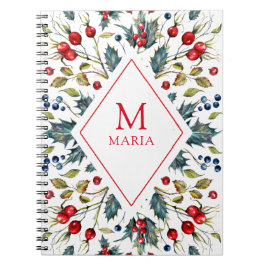 Waterverven kerstmonogram notitieboek