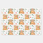 Waterverven kerstvisten Fir Cadeaus Gnome Inpakpapier Vel (Voorkant)