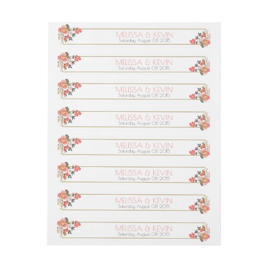 Waterverven Kleurrijke Bloemen Bruiloft Lijst Omwikkelbaar Adreslabel (Vel)