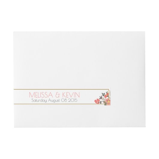 Waterverven Kleurrijke Bloemen Bruiloft Lijst Omwikkelbaar Adreslabel (Voorkant)