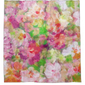 Waterverven Kleurrijke Floral Collage Douchegordijn (Voorkant)