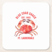 Waterverven Koraalrode krab, aangepaste tekst Kartonnen Onderzetters (Voorkant)